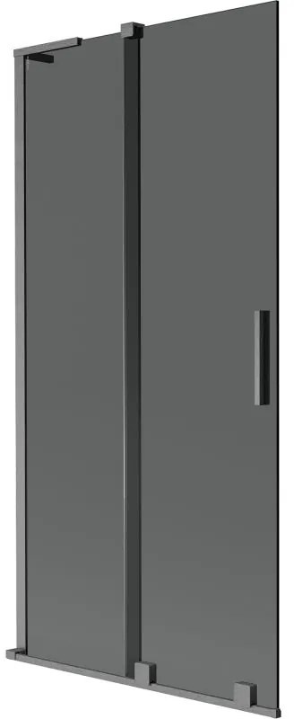 Mexen Velar L, 2-krídlová posuvná vaňová zástena 90 x 150 cm, 8mm šedé sklo, brúsený grafit, 896-090-003-41-66