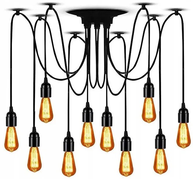Toolight - Stropná lampa Spider 10xE27, čierna, OSW-00019