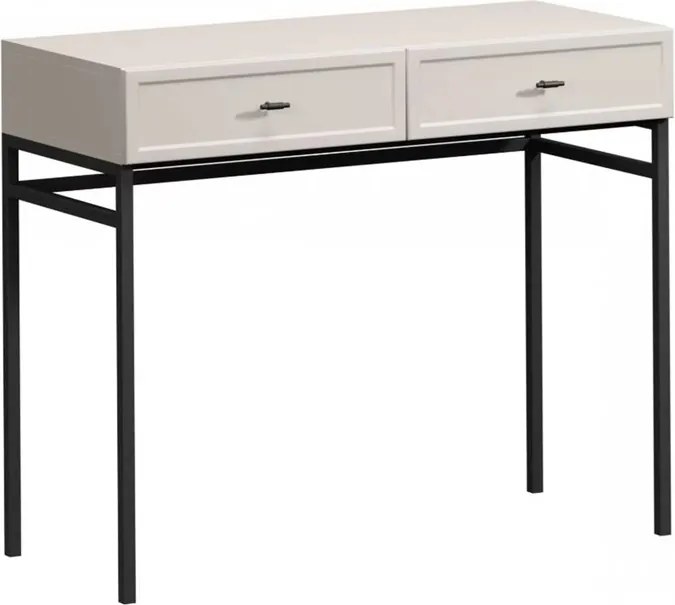 Konzola / toaletný stolík Lorini 100 cm - kašmírová / čierne úchytky T