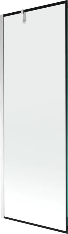 Mexen Next, vaňová zástena 1-krídlová 70 x 150 cm, fixné krídlo, 6 mm číre sklo s čiernym vzorom, chrómový profil, 895-070-000-00-70-01