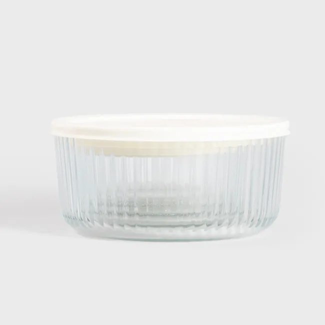 Sada sklenených nádob SCATOLA priesvitná s krémovým viečkom 744419 (4 ks)