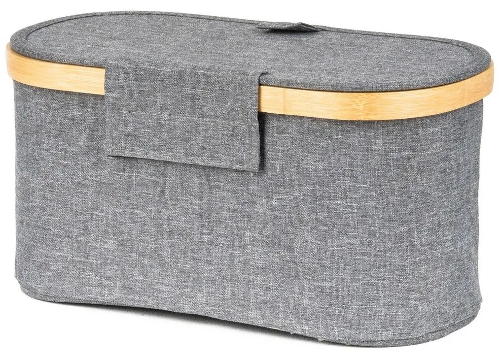 Úložný box G21 30 x 15 x 15 cm, bambusový s vekom, sivý
