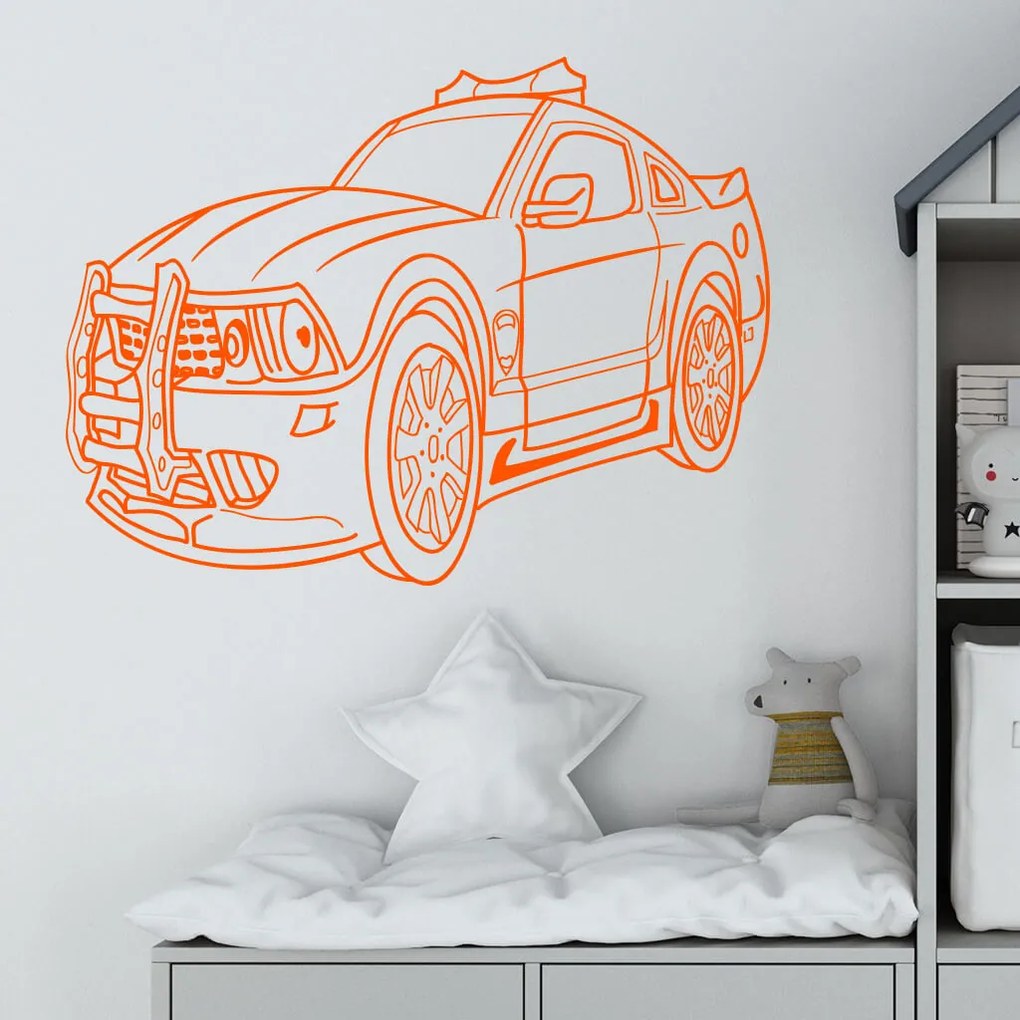 Veselá Stena Samolepka Policajné autíčko detské Farba: oranžová, Veľkosť: 80 x 62 cm