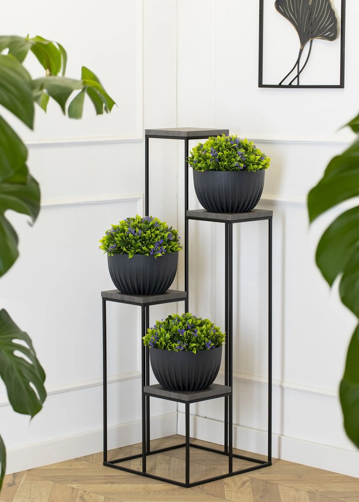 STOJAN NA KVETINÁČ KASKADA 110X40X40 CM ČIERNA/SIVÁ