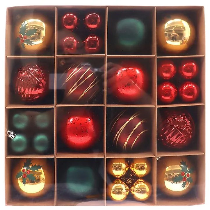 Súprava 44 vianočných gúľ 8 cm + 4 cm mix b44