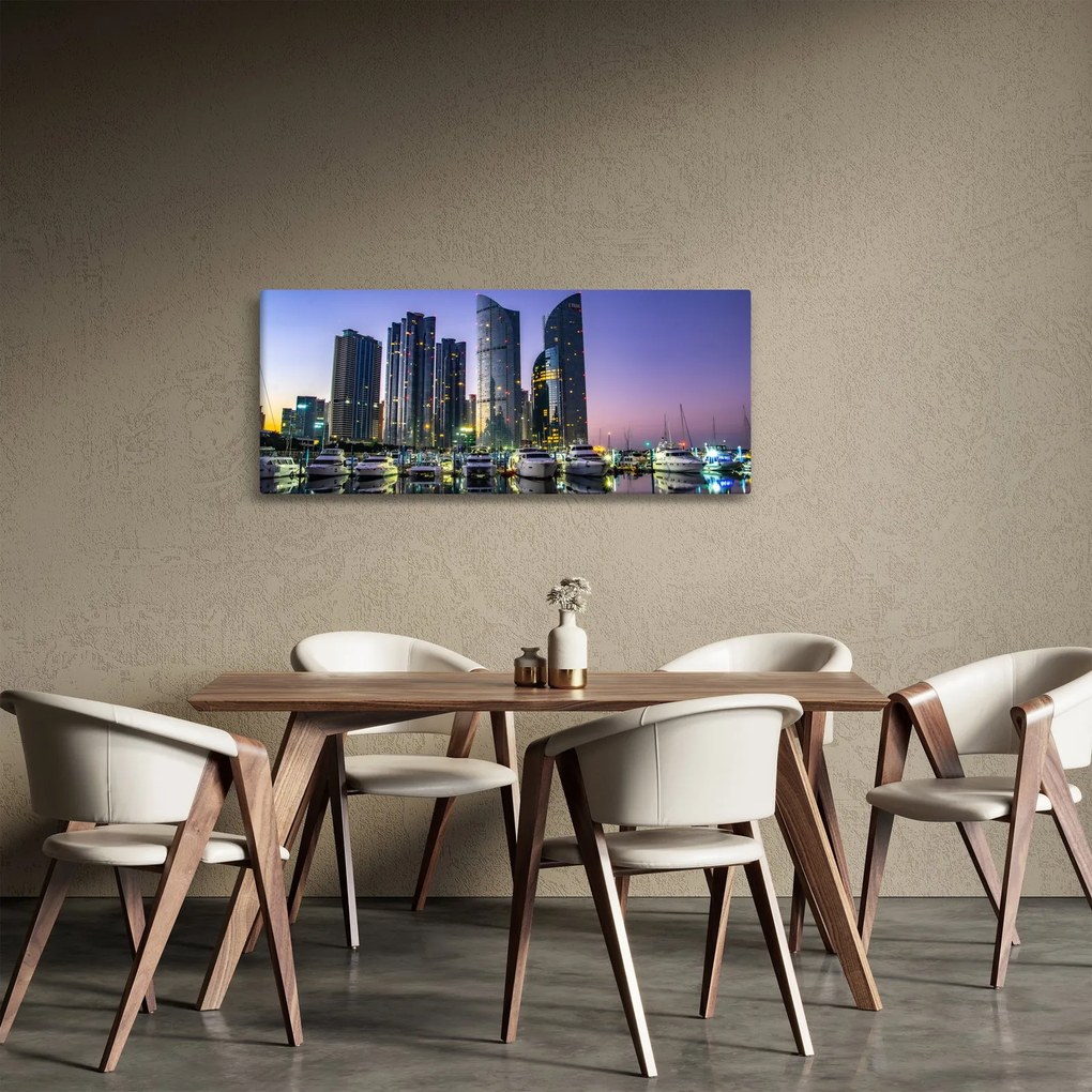 Obraz jachiet a mrakodrapov (120x50 cm)