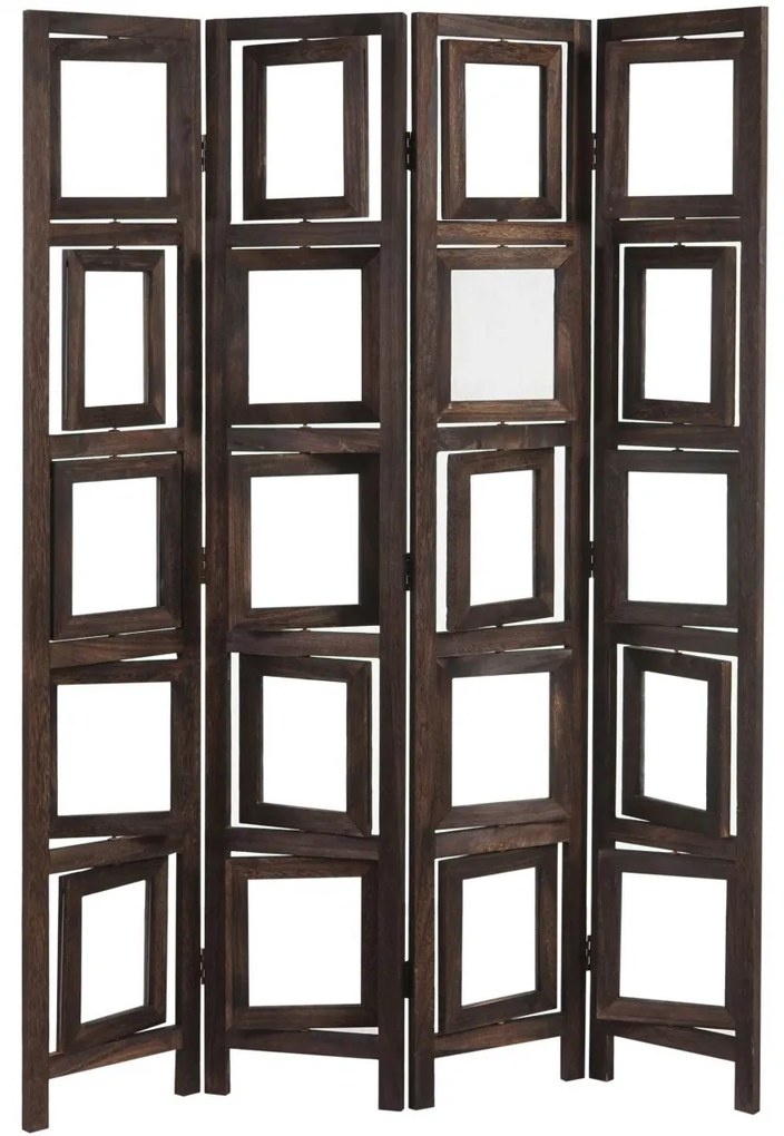 Paraván Shabby s fotorámikmi - 161 x 125 cm - Hnedá