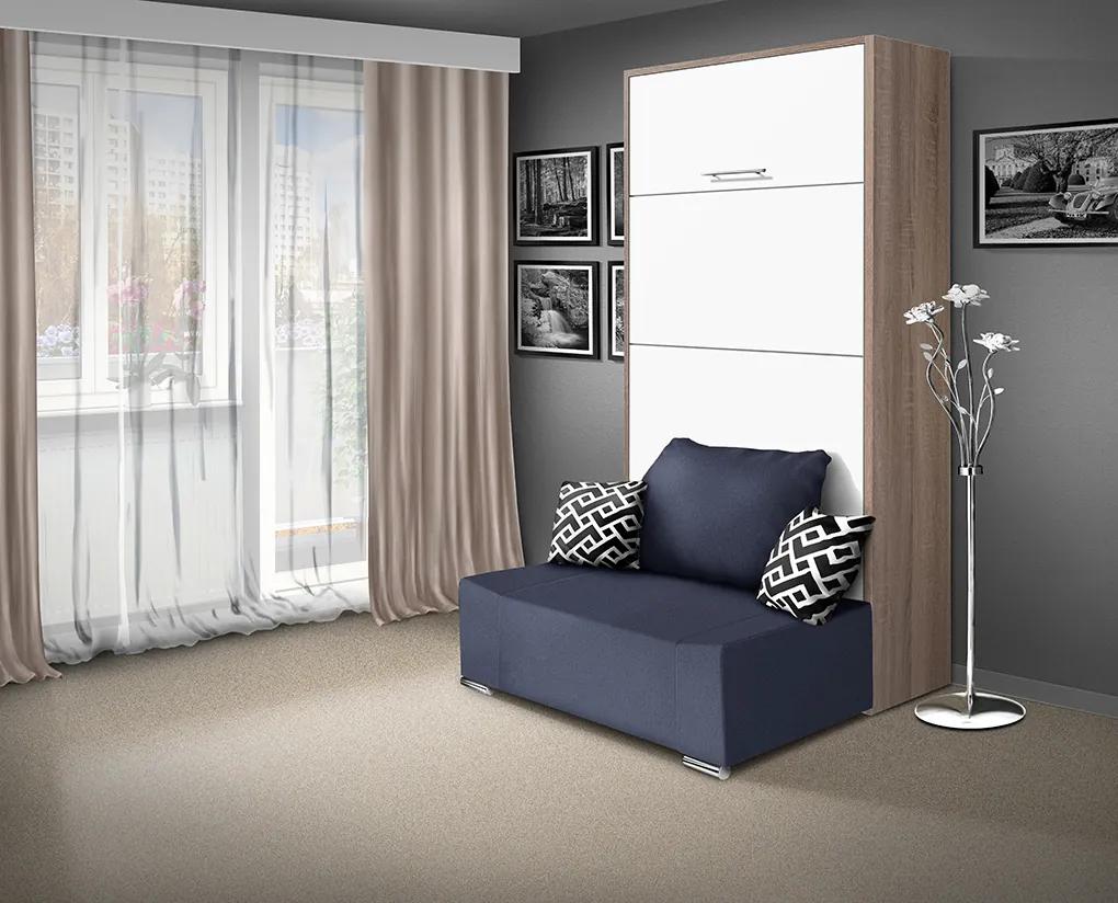 Nabytekmorava Sklápacia posteľ s pohovkou VS 21058P 200x90 farba pohovky: Hnedá, Typ farebného prevedenia: Bielá / dvere biele