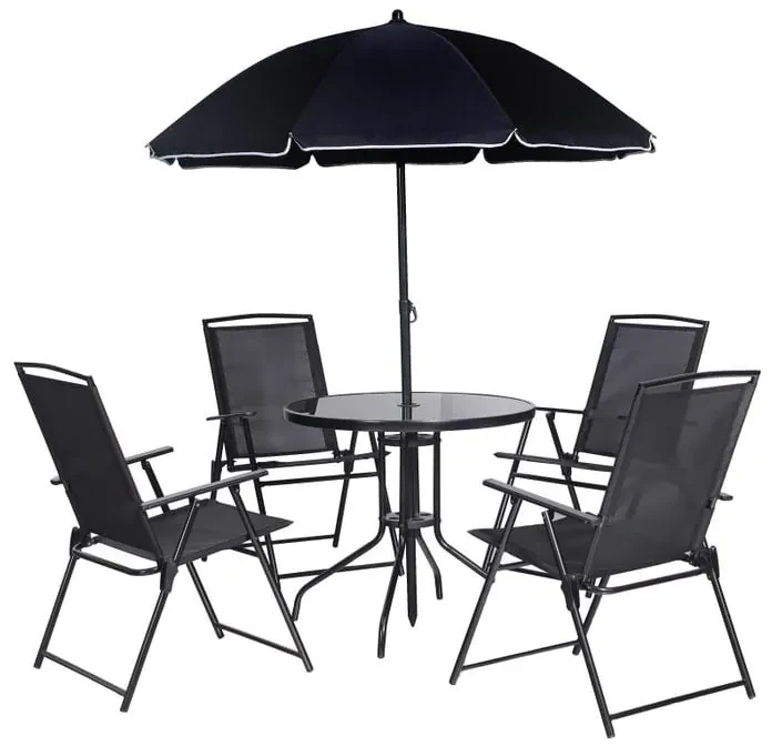Súprava záhradného nábytku Patio, 6 ks, oceľ, polyester, sklo, antracit