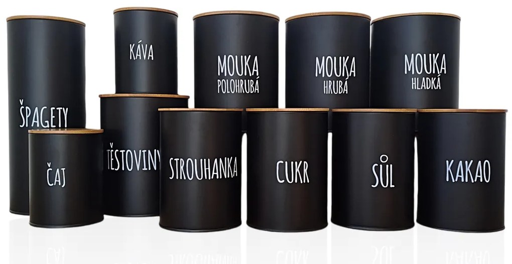 Orion Dóza na kávu, plechová, černá, s bambusovým víkem, 0,8l,  KÁVA