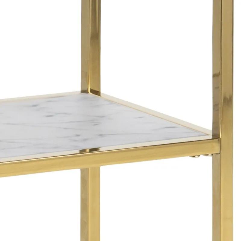 Konzolový stolík Alisma mramor biely/zlatý