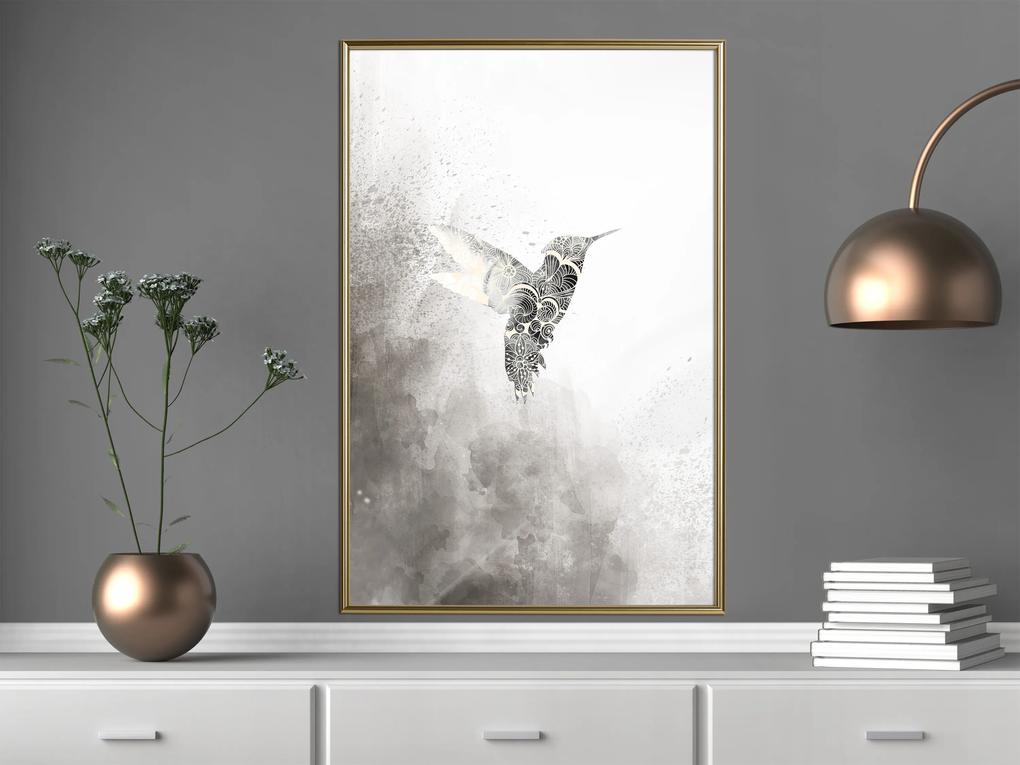 Artgeist Plagát - Ethnic Hummingbird [Poster] Veľkosť: 40x60, Verzia: Zlatý rám s passe-partout