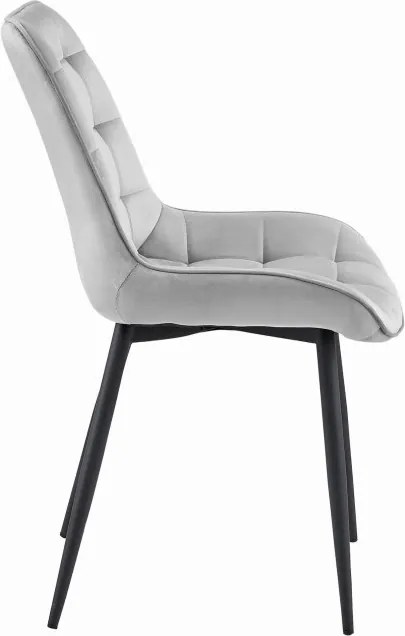 Jedálenská stolička BERA zamatová strieborná / čierne nohy
