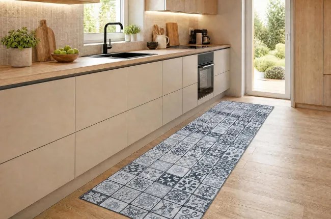 Protišmykový behúň LOTUS CLOVER 60970 sivý