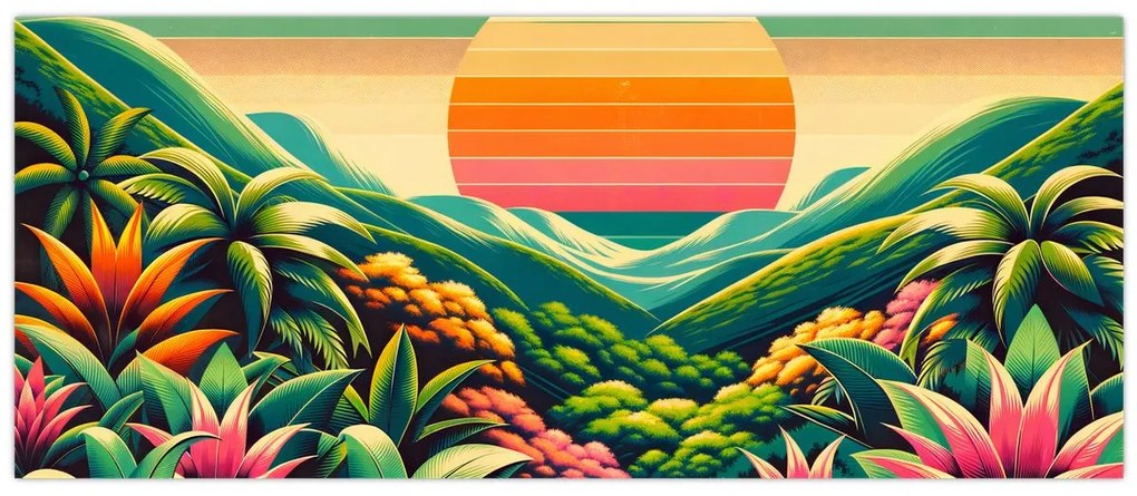 Obraz - Pestrofarebný západ slnka (120x50 cm)