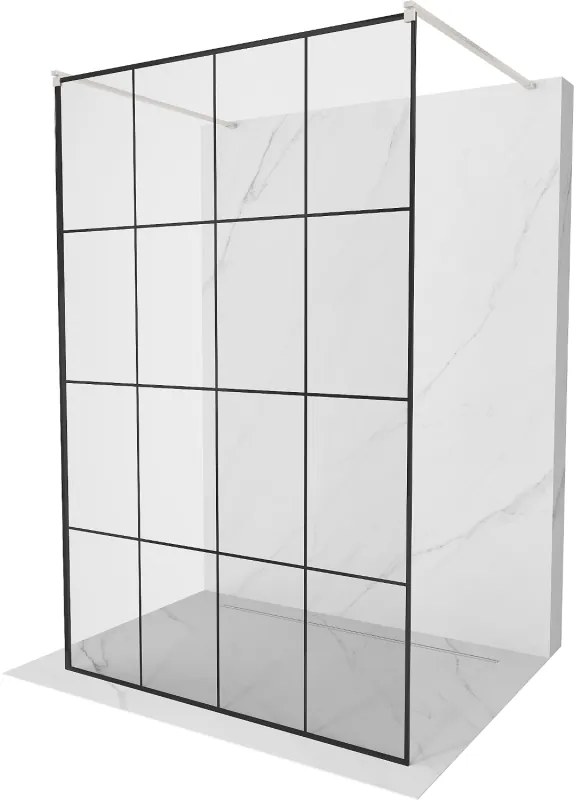 Mexen Kioto, sprchová zástena Walk-In 160 x 200 cm, 8mm sklo čierny vzor, brúsená oceľ profil, 800-160-002-97-77