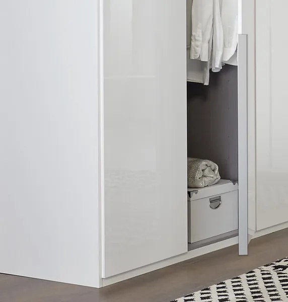 Šatníková skriňa New York D, 135 cm, biela / biely lesk