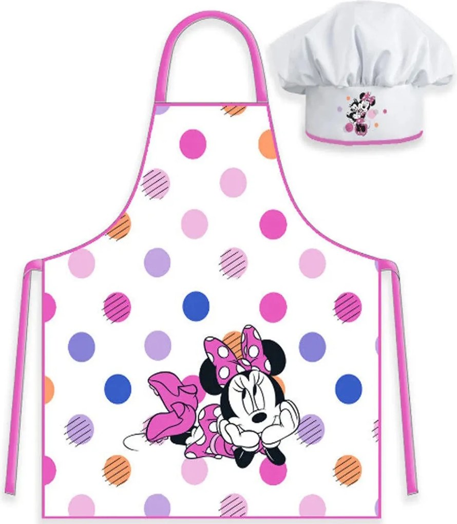 DETSKÁ ZÁSTERA S ČIAPKOU MINNIE MOUSE 45X50 CM, 2X33CM VZOROVANÁ