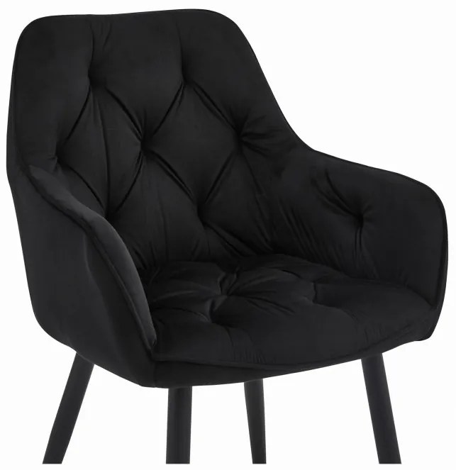 Jedálenská stolička JORK zamatová, čierna (čierne nohy)