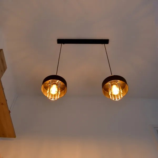 LED Luster na lanku VOLTA 2xE27/15W/230V čierna/zlatá