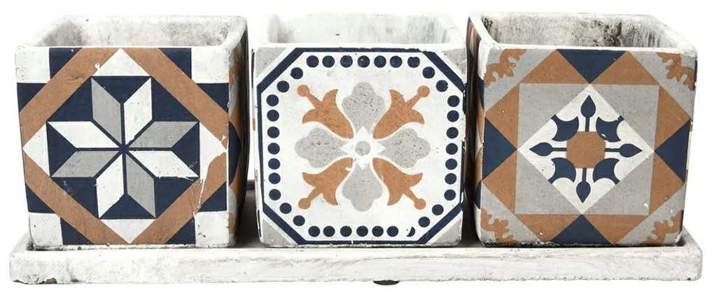 BETÓNOVÝ KVETINÁČ S MISKOU AZULEJOS SADA 3KS 12,5X36X13 CM VIACFAREBNÁ
