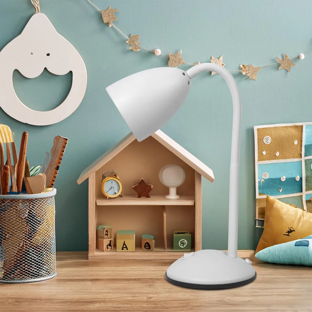 Stolná lampa Logic, 1x biele kovové tienidlo, w
