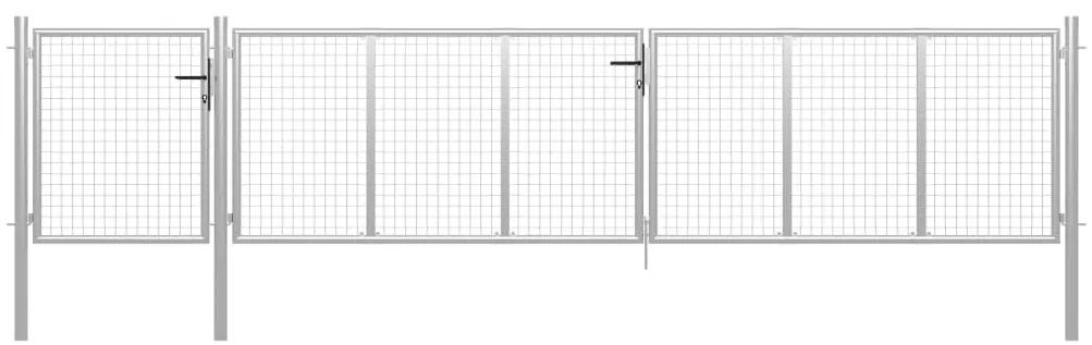 Záhradná brána, oceľ 500x100 cm, strieborná 144353