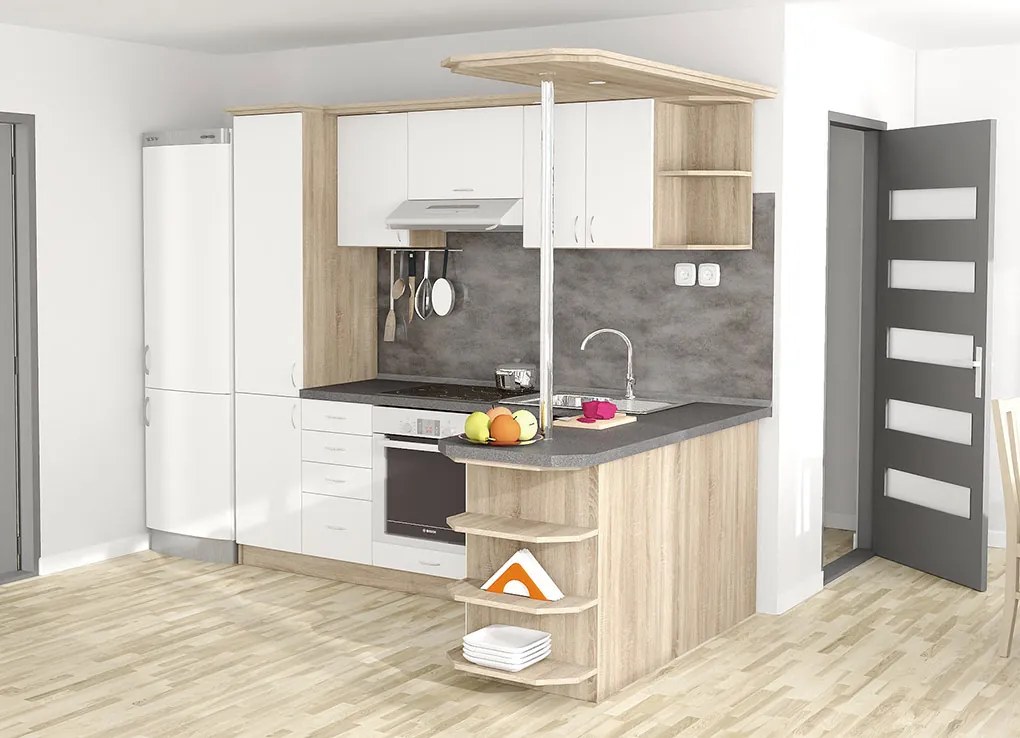 Nabytekmorava Kuchyna s ostrovčekom Bára C farba kuchyne: orech, pracovná doska: s pracovnou doskou