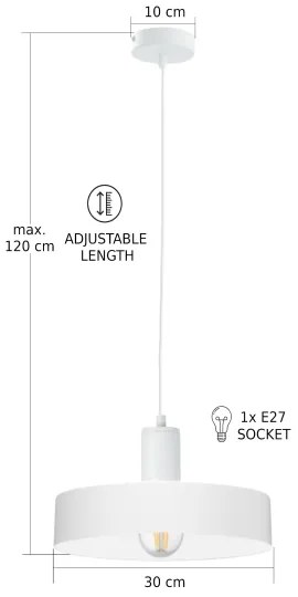 Závesný luster na lankách ARCANE 1xE27/60W/230V biela