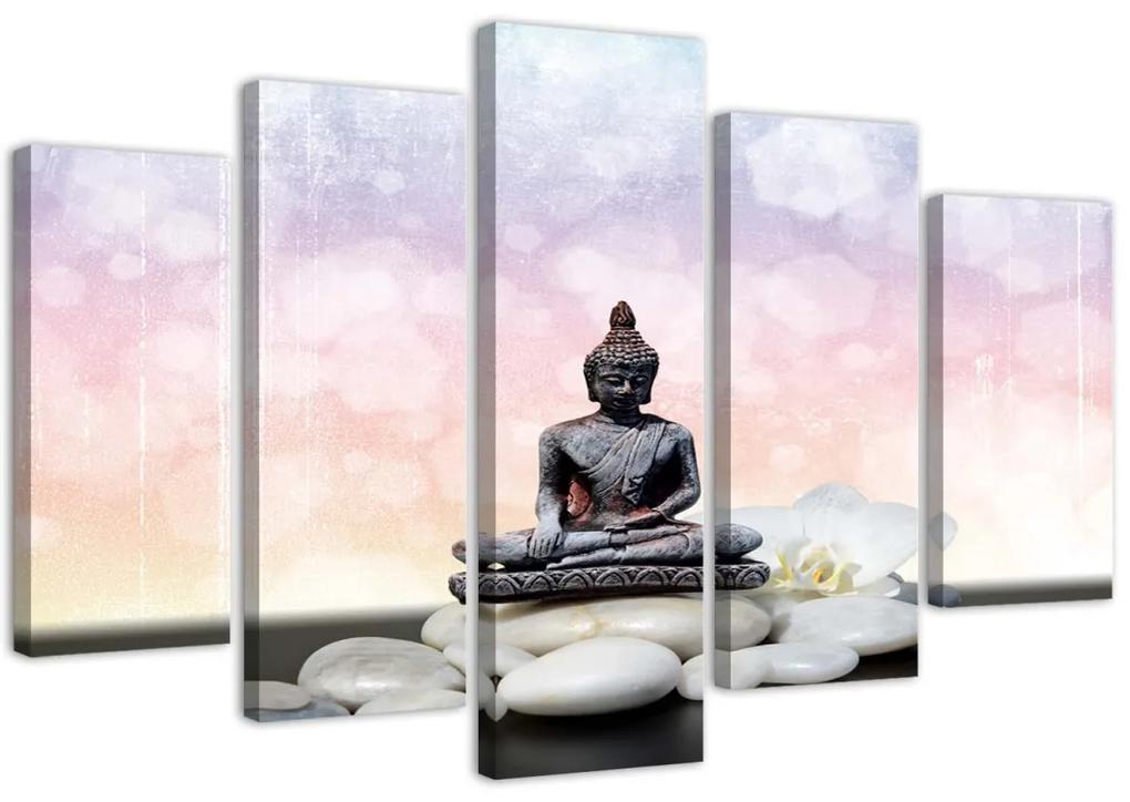 Obraz na plátně pětidílný Kameny zenového Buddhy - 200x100 cm
