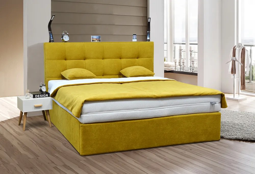 Boxspringová posteľ HONORE 180x200 žltá