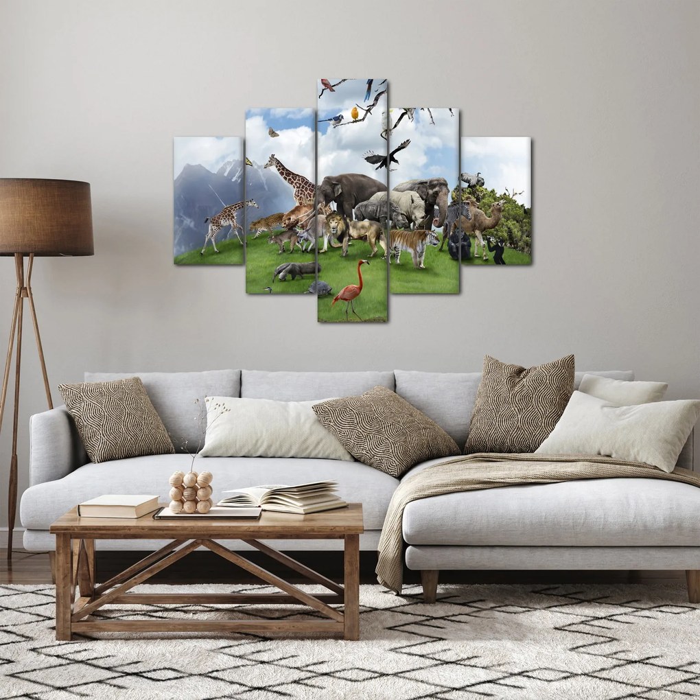Obraz - Zvieratká na ostrove (150x105 cm)