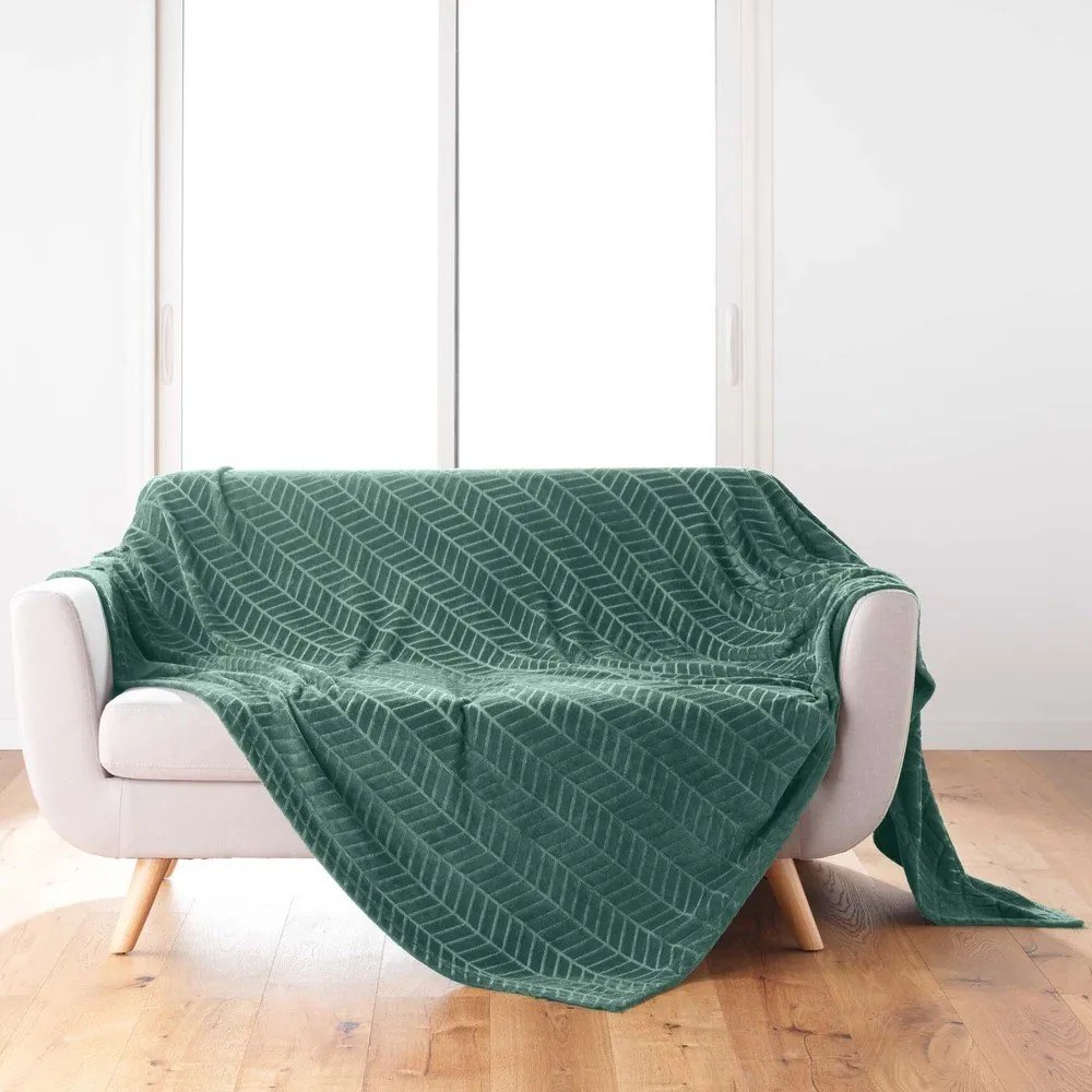 Zelený pléd z mikroflanelu 180x220 cm Arya – douceur d'intérieur