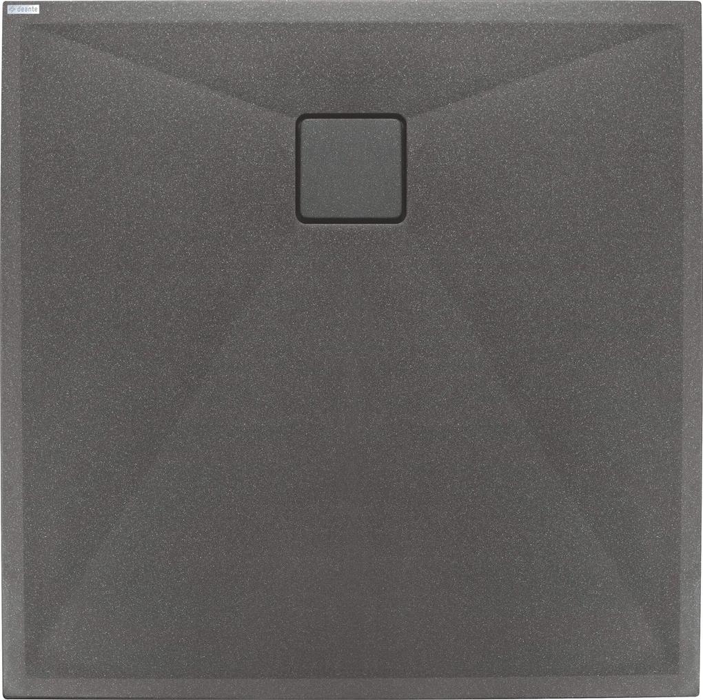 Deante Correo, štvorcová granitová sprchová vanička 80x80x3,5 cm, antracitová metalíza, DEA-KQR_T42B