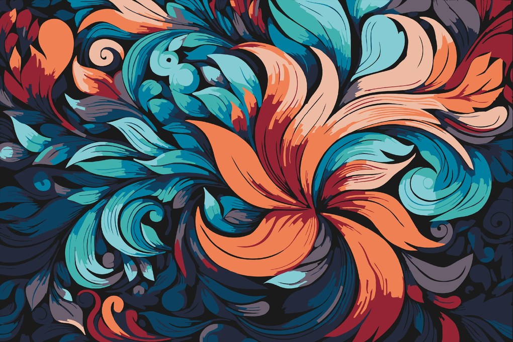Gario Maľovanie podľa čísel Abstraktné listy Rozmery: 40 x 60 cm, Rámovanie: S vnútorným rámom