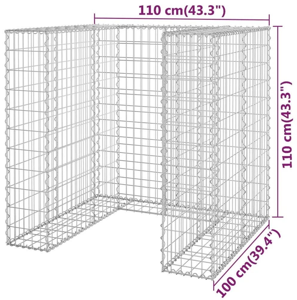 Gabiónová stena na odpadkový kôš, oceľ 110x100x110 cm