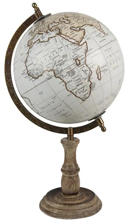 Šedý dekoratívny glóbus na drevenom podstavci Globe - 22*22*37 cm