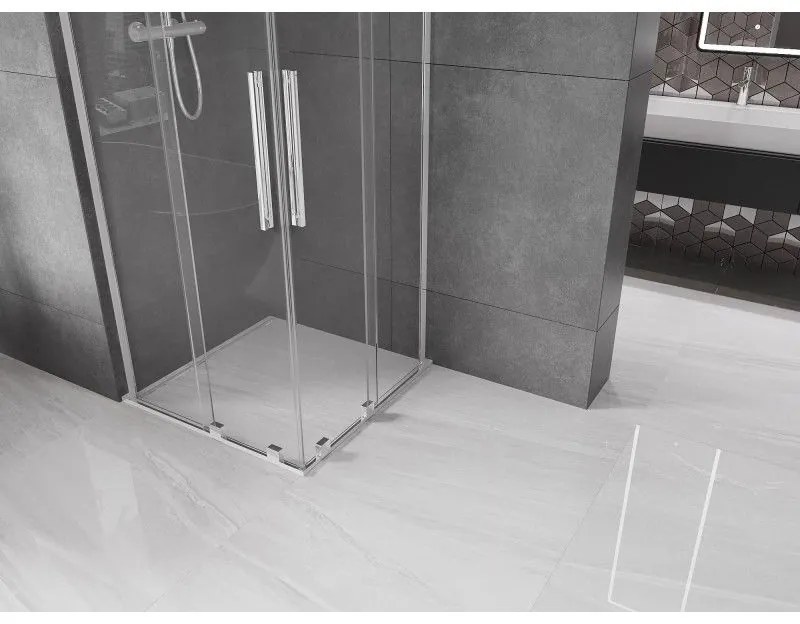 Mexen Velar L Duo, sprchový kút s posuvnými dverami 80 x 80 cm, 8mm číre sklo, chrómová, 871-080-080-02-03-01
