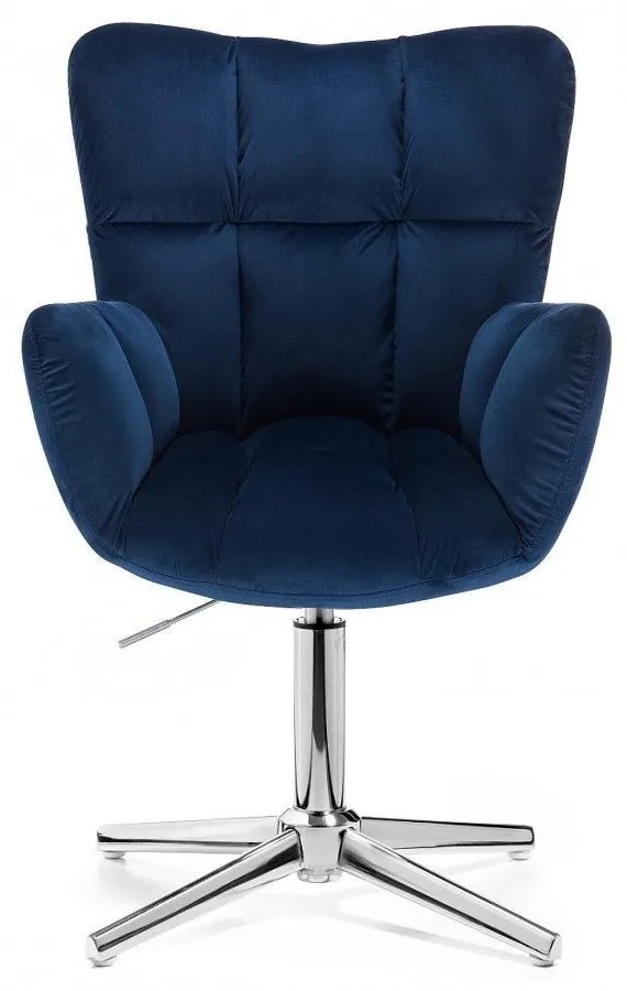 LuxuryForm DESIGN Otočné kreslo AURORA VELUR na striebornom kríži - modré