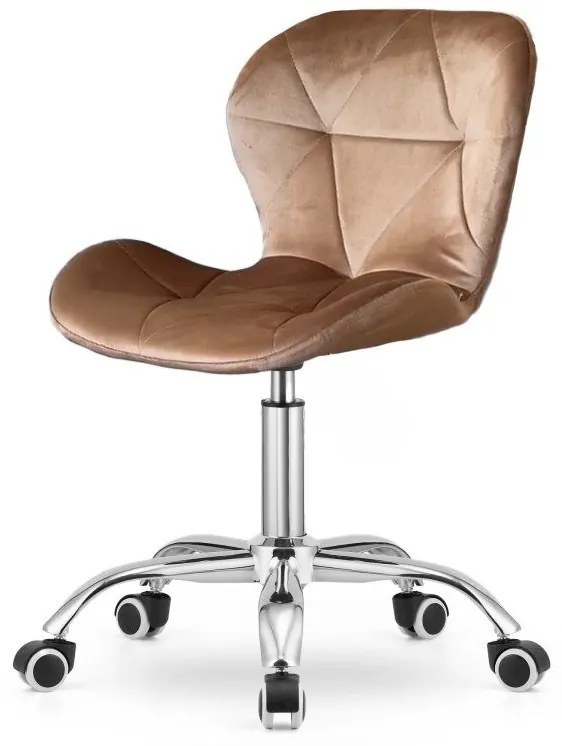 Set do pracovne ZARIMO stôl 80x40 cm, biela + kreslo AVOLA VELVET svetlo hnedé