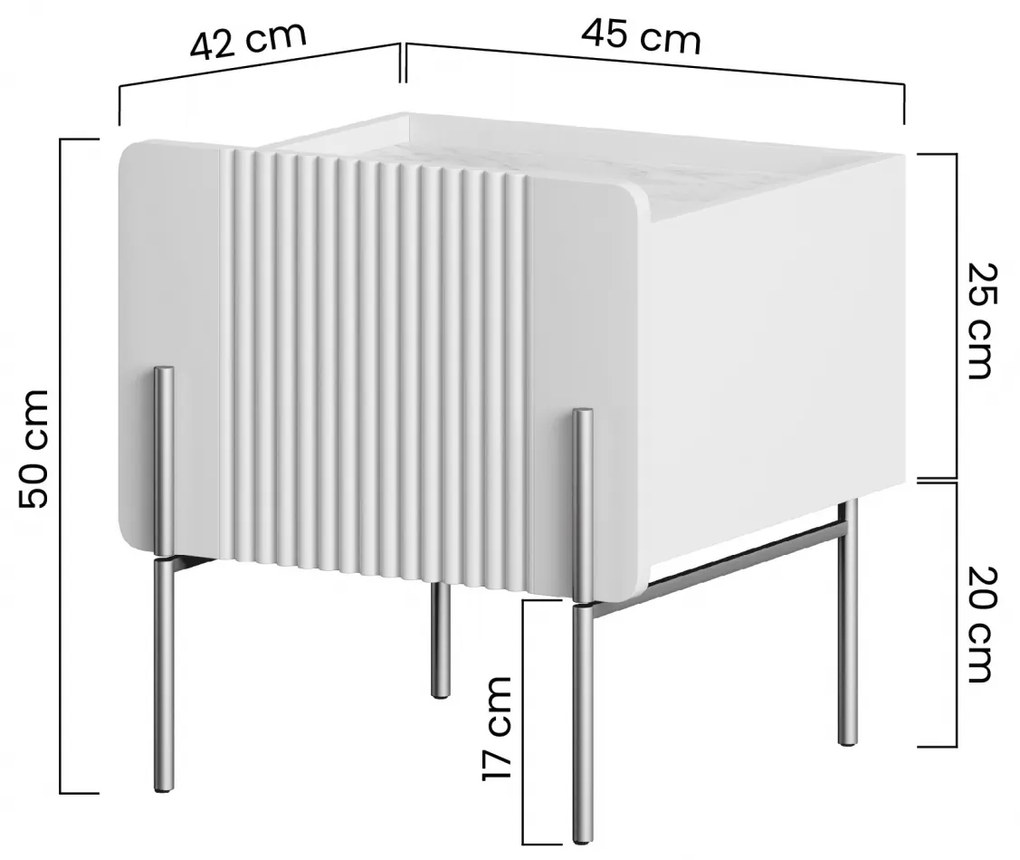 Nočný stolík Malmi 45 cm - kašmírová / crema bianca / čierna