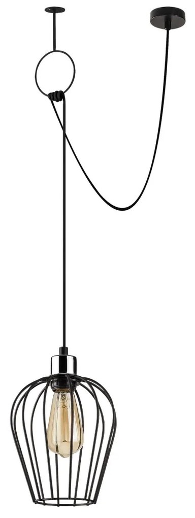 Závěsný lustr Tel VI černý