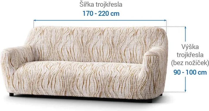 Bielastické poťahy UNIVERSO NOVÉ žíhané béžové trojkreslo (š. 170 - 220 cm)