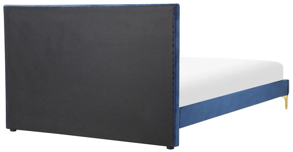 Zamatová posteľ 140 x 200 cm námornícka modrá LIMOUX Beliani