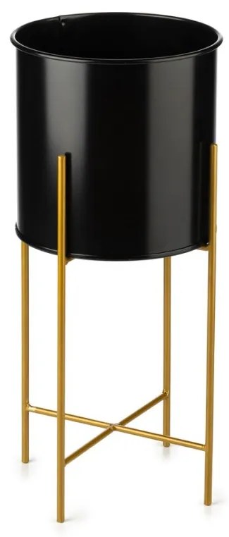 Květináč na stojanu HUGO 55 cm zlatý/černý