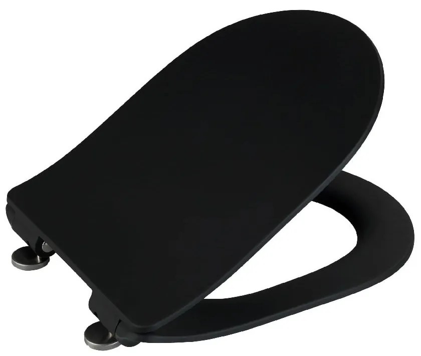 Čierne WC sedadlo Wenko Sedilo Black, 45,2 × 36,2 cm