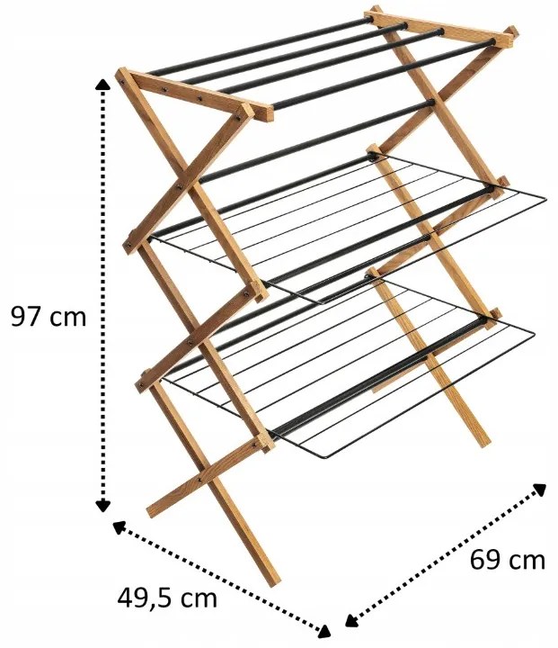 Erga Aurora Plus, vešiak na sušenie bielizne 69x49,5x97 cm na postavenie, hnedá-čierna, ERG-SEP-1265SUAURPLUD