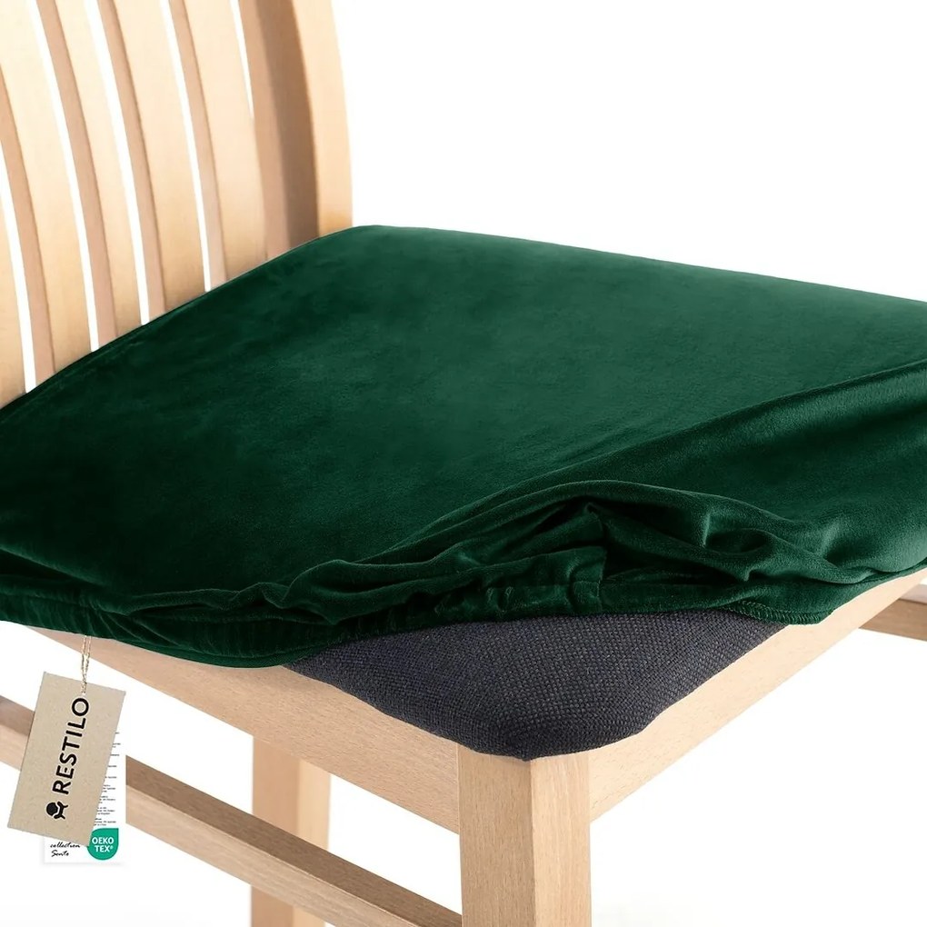 Restilo Napínací poťah na sedák na stoličku Sento tmavozelená, 40 x 40 + 5 cm