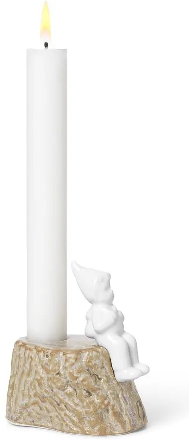 Vianočný svietnik z porcelánu a kameniny Kähler Design, dĺžka 9 cm