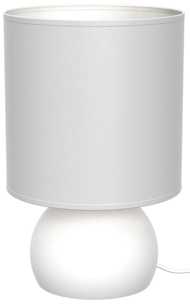 Stolná lampa Vicky, 1x biele textilné tienidlo, w